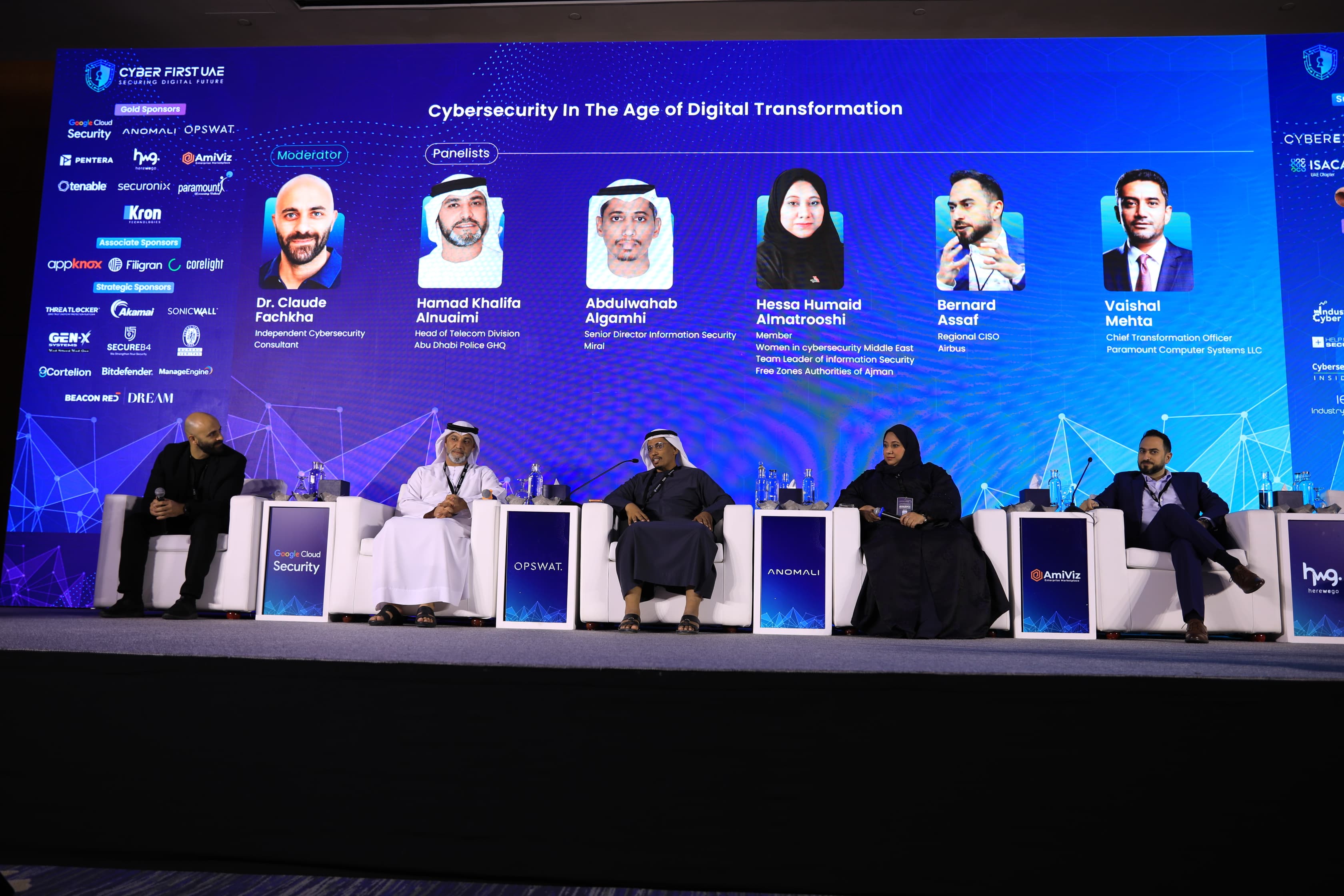 Panel discussion on stage at Cyber First UAE