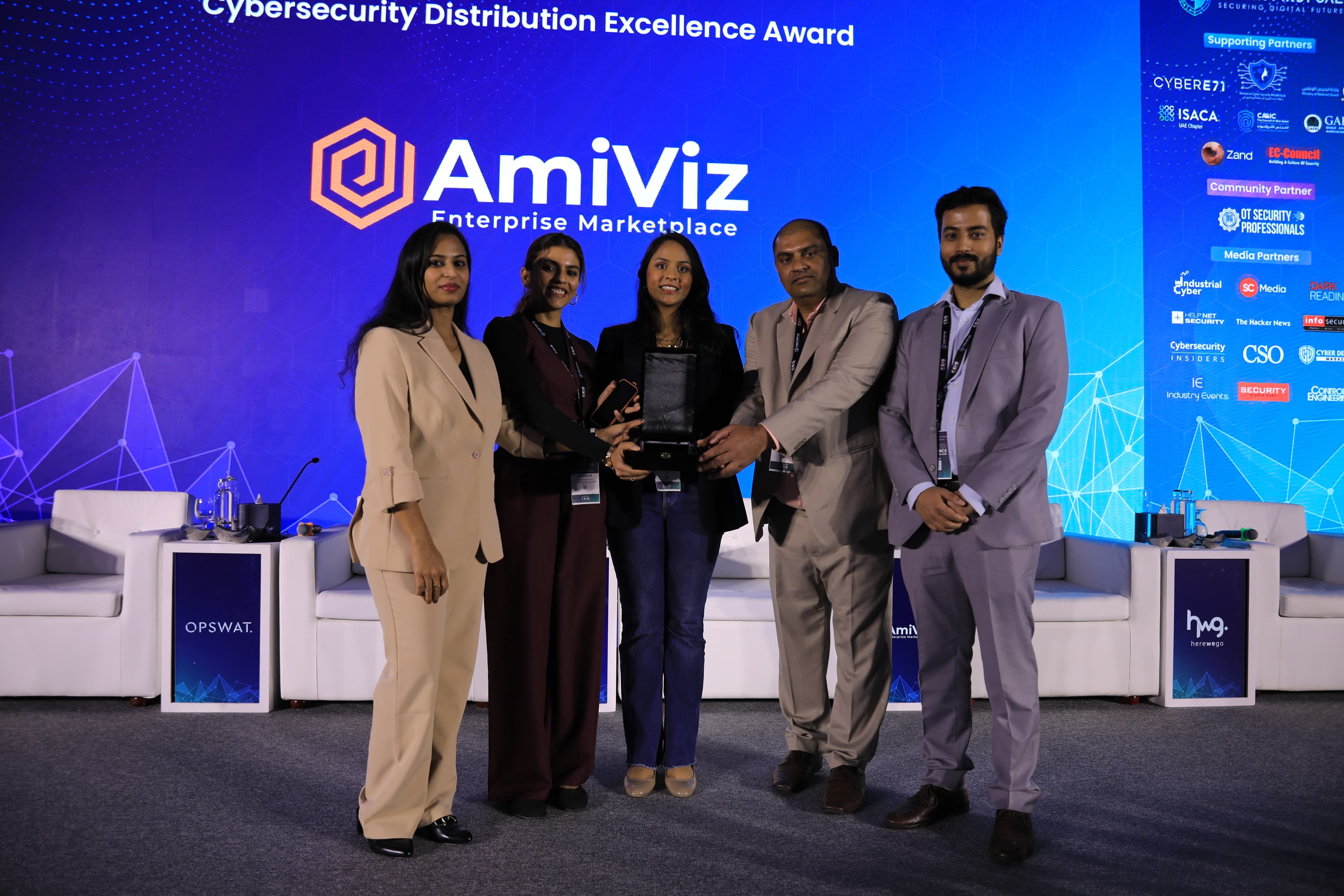 Award presentation on stage at Cyber First UAE